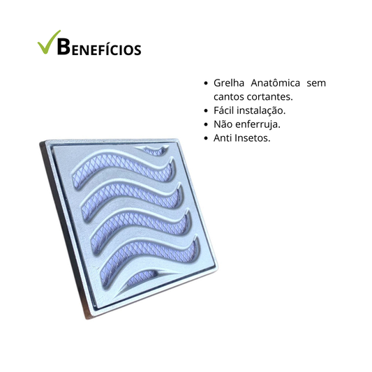 Ralo Grelha em Alumínio Elite 15x15 com Aro de Fixação e tela