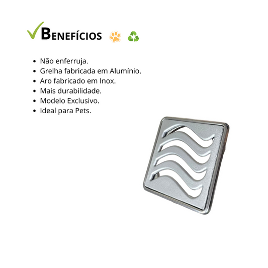 Ralo Elite 10x10 em Alumínio com aro e Fiação em Inox