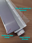 Ralo Linear Sifonado 6x50 Oculto com Grelha Lisa em Inox Polido com Tela Anti Inseto