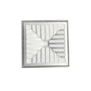 Ralo Quadrado com Grelha Concava, Tela Anti Insetos e Aro de Fixação em Alumínio