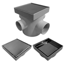 Ralo 10x10 Inox Invisivel "Cola Piso" com Coletora + Caixa Sifonada 100mm