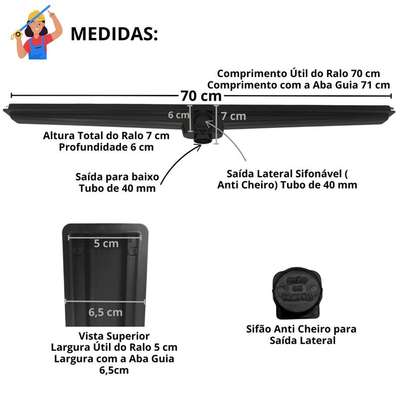 Ralo em Inox 304 - Modelo Oriente 5cm com Coletora Sifonada + Tela Anti Insetos