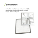 Ralo Quadrado com Grelha Concava, Tela Anti Insetos e Aro de Fixação em Alumínio