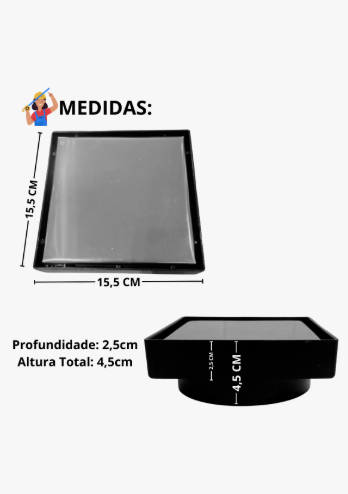 Ralo 15x15 Inox Invisivel "Cola Piso" com Coletora + Sifão