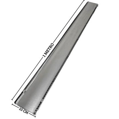 Ralo em Inox 304 - Modelo 10x100 Invisivel "Cola Piso" com Aro e Tela