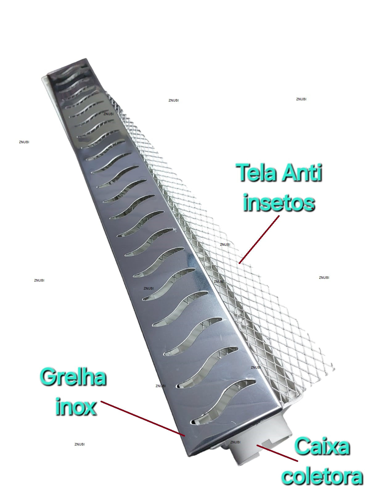 Ralo Linear 6x50 Sifonado Anti Inseto com Grelha Gradeada Inox Polido