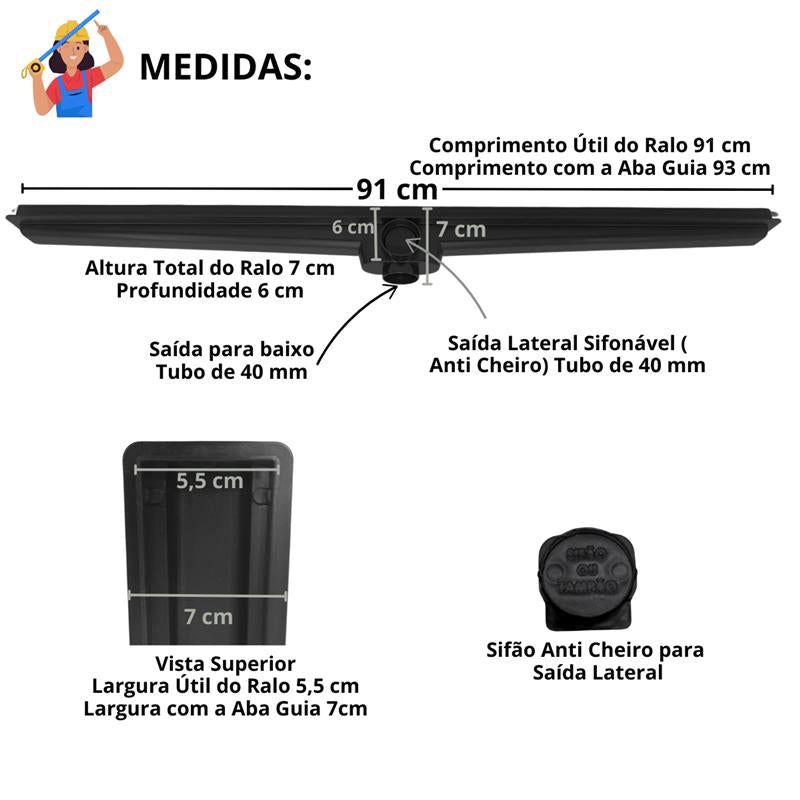Ralo em Inox 304 - Modelo Oriente 5cm com Coletora Sifonada + Tela Anti Insetos