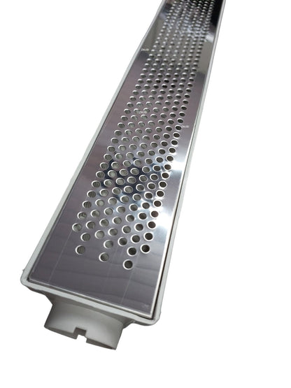 Ralo Linear 6×50cm Sifonado e Anti Inseto com Grelha em Inox Polido Perfurado "Bolinha"