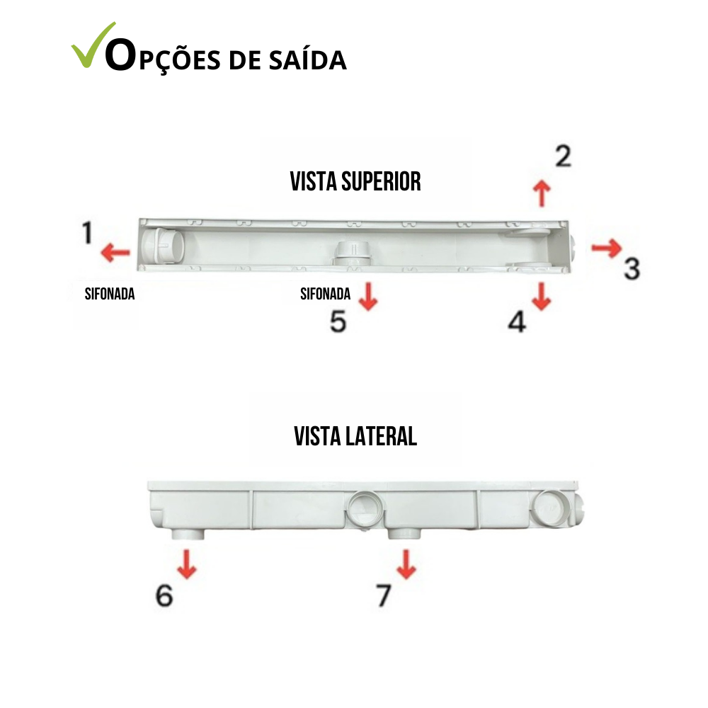 Ralo Linear 6x50 Sifonado Anti Inseto com Grelha Gradeada Inox Polido