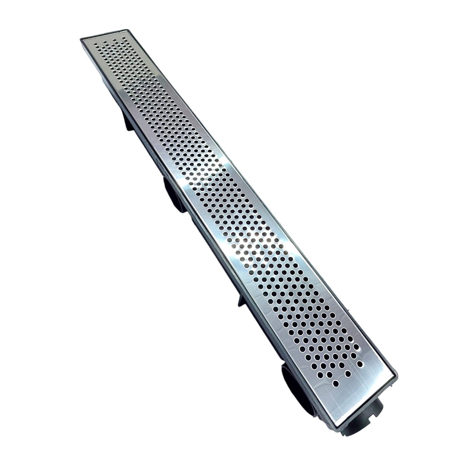 Ralo Linear 6×50cm Sifonado e Anti Inseto com Grelha em Inox Polido Perfurado "Bolinha"