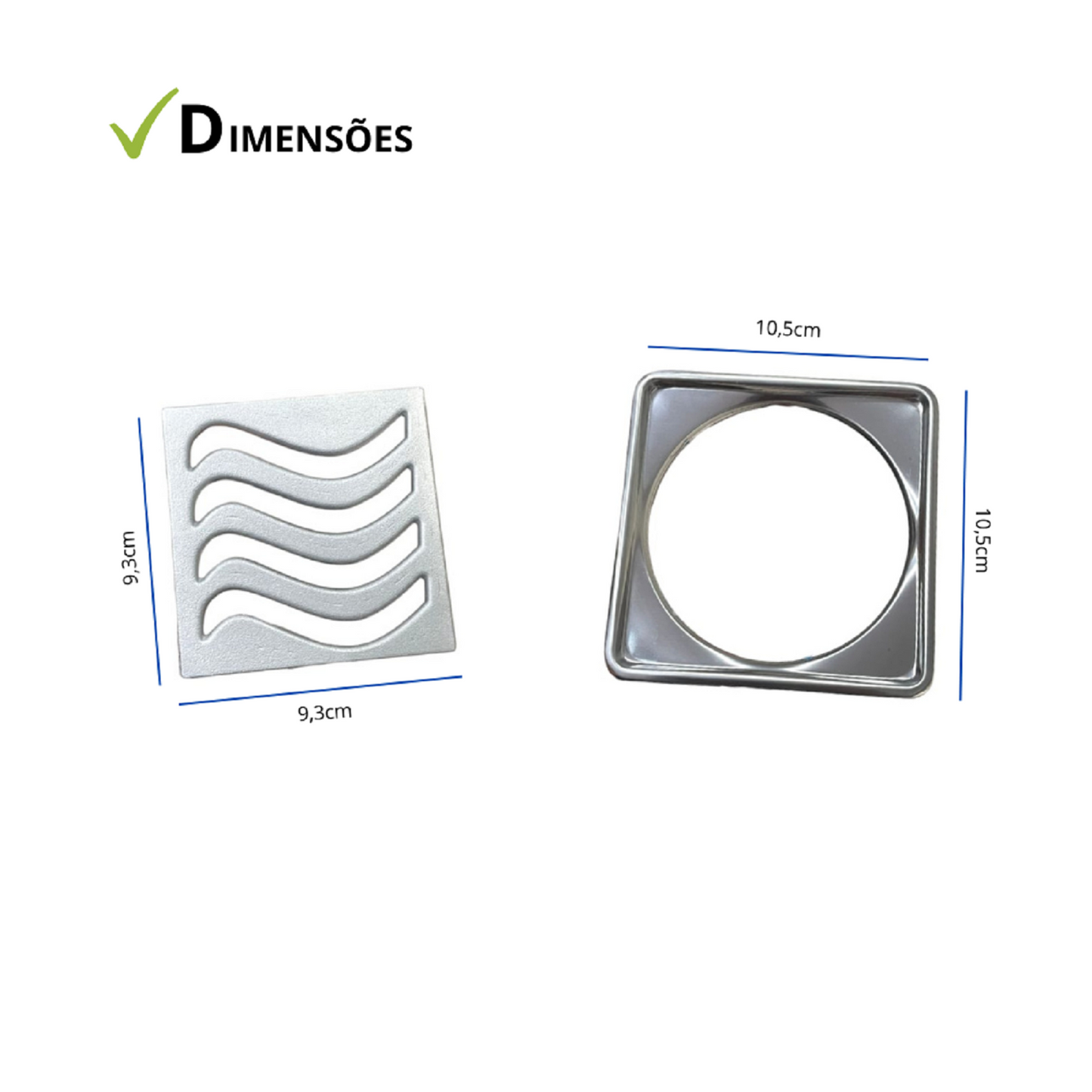 Ralo Elite 10x10 em Alumínio com aro e Fiação em Inox