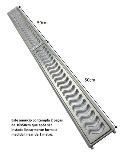 Ralo Linear 10x100 Elite em Alumínio com Aro de Fixação (2pç de 50cm)