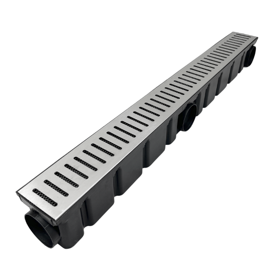 Ralo Linear Pluvial 10x100 Grelha de Inox 304 – Coletor Sequencial Saídas 75mm