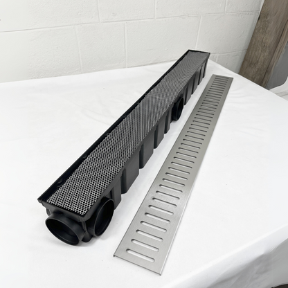 Ralo Linear Pluvial 10x100 Grelha de Inox 304 – Coletor Sequencial Saídas 75mm