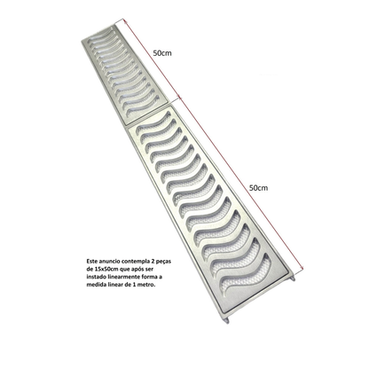 Ralo Linear Elite 15x100 com aro de fixação e tela anti-inseto (2 Ralos 15x50)