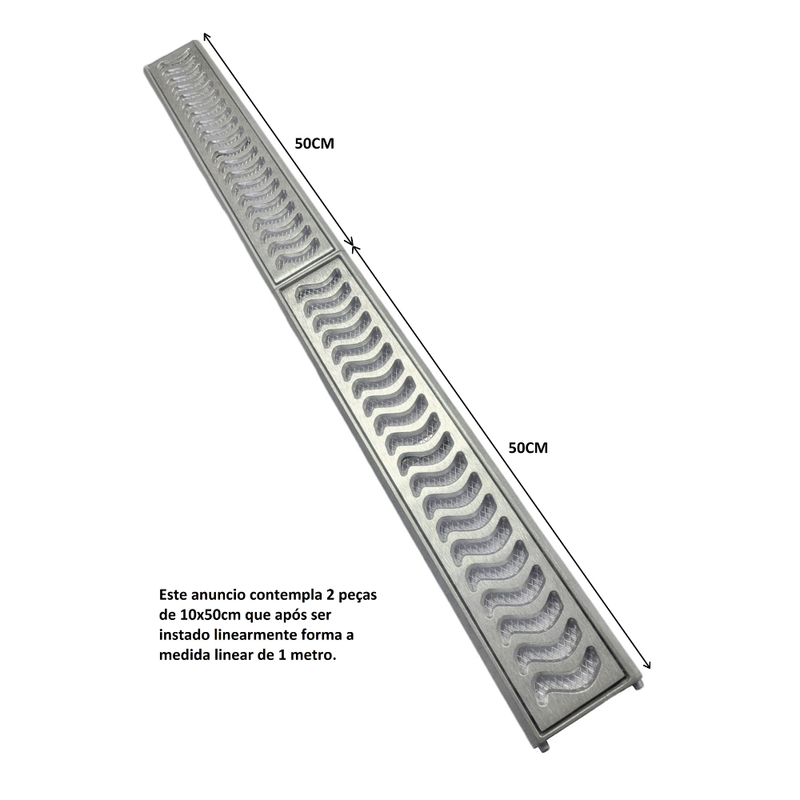 Ralo Linear Elite 10x100 com Tela Anti Inseto e Aro de Fixação (2 peças 10x50cm)