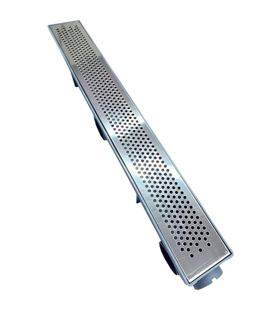 Ralo Linear 6×50cm Sifonado e Anti Inseto com Grelha em Inox Polido Perfurado "Bolinha"