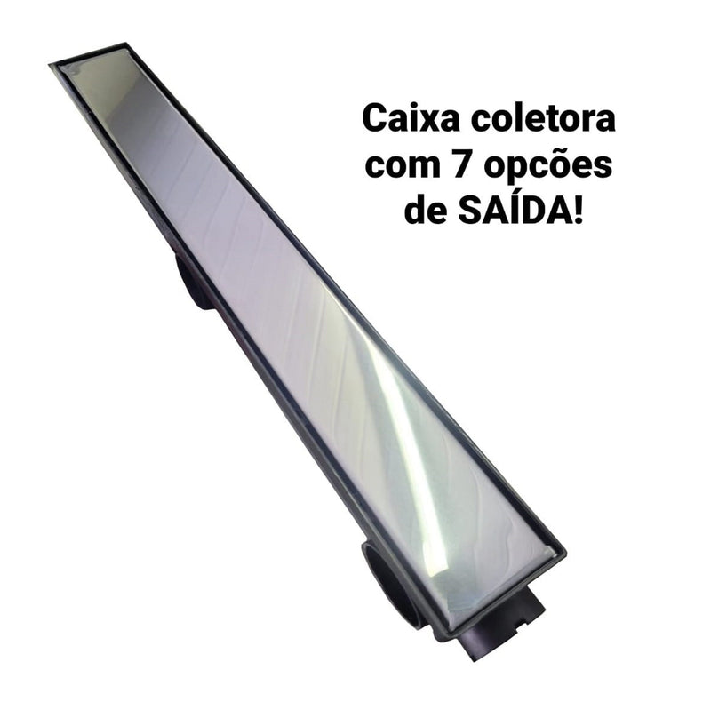 Ralo Linear Sifonado 6x50 Oculto com Grelha Lisa em Inox Polido