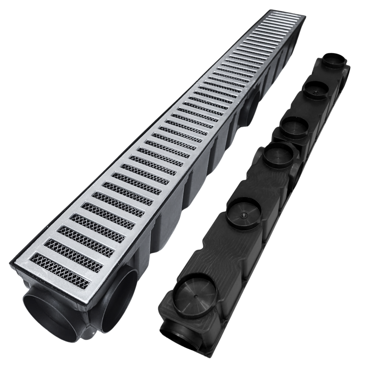 Ralo Linear Pluvial 10x100 Grelha de Alumínio – Coletor Sequencial Saídas 75mm