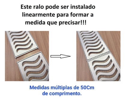 Ralo Linear Elite 20x50 com aro de fixação e tela anti-inseto