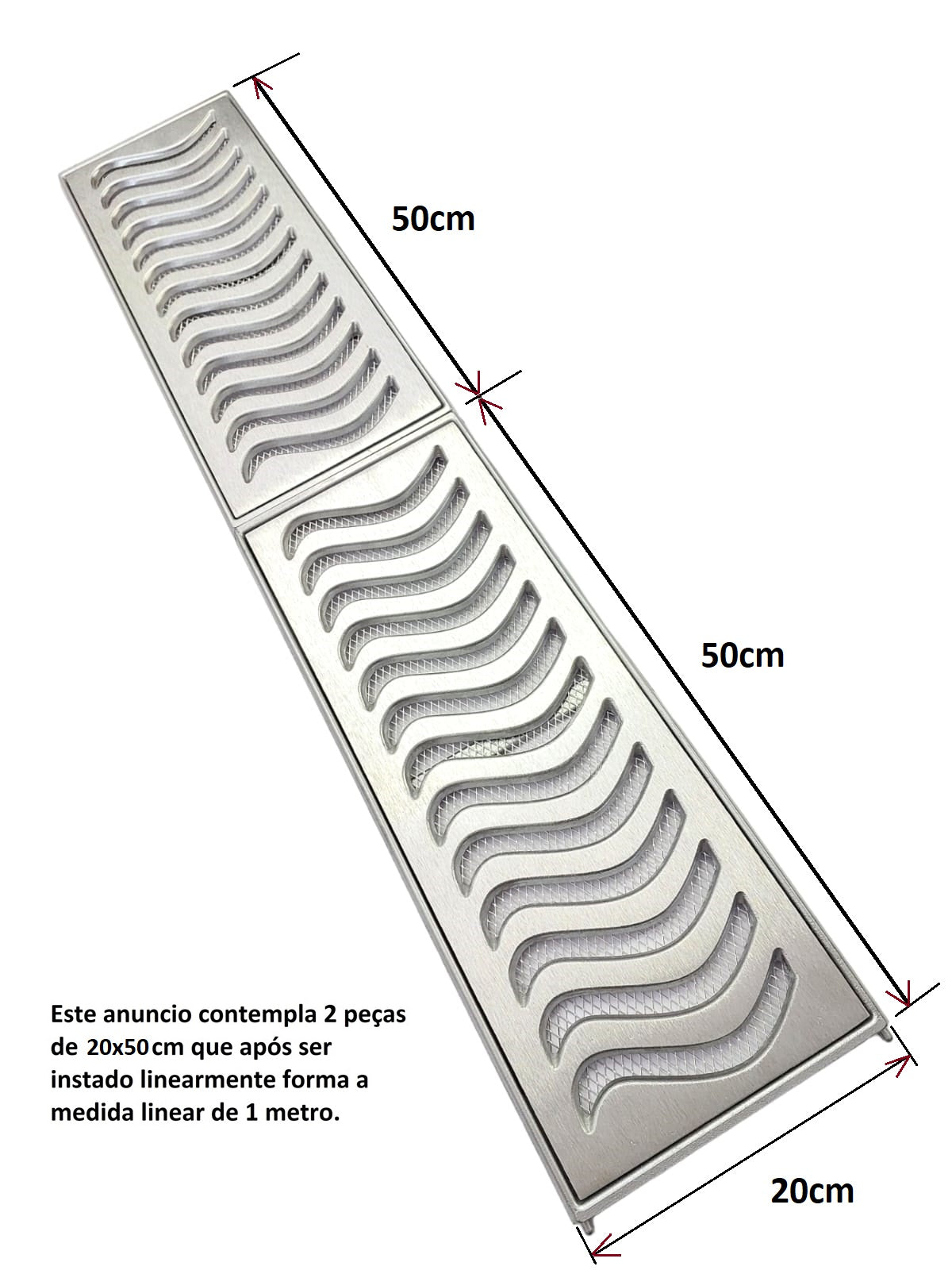 Ralo Linear Elite 20x50 com aro de fixação e tela anti-inseto
