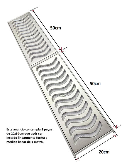 Ralo Linear Elite 20x50 com aro de fixação e tela anti-inseto