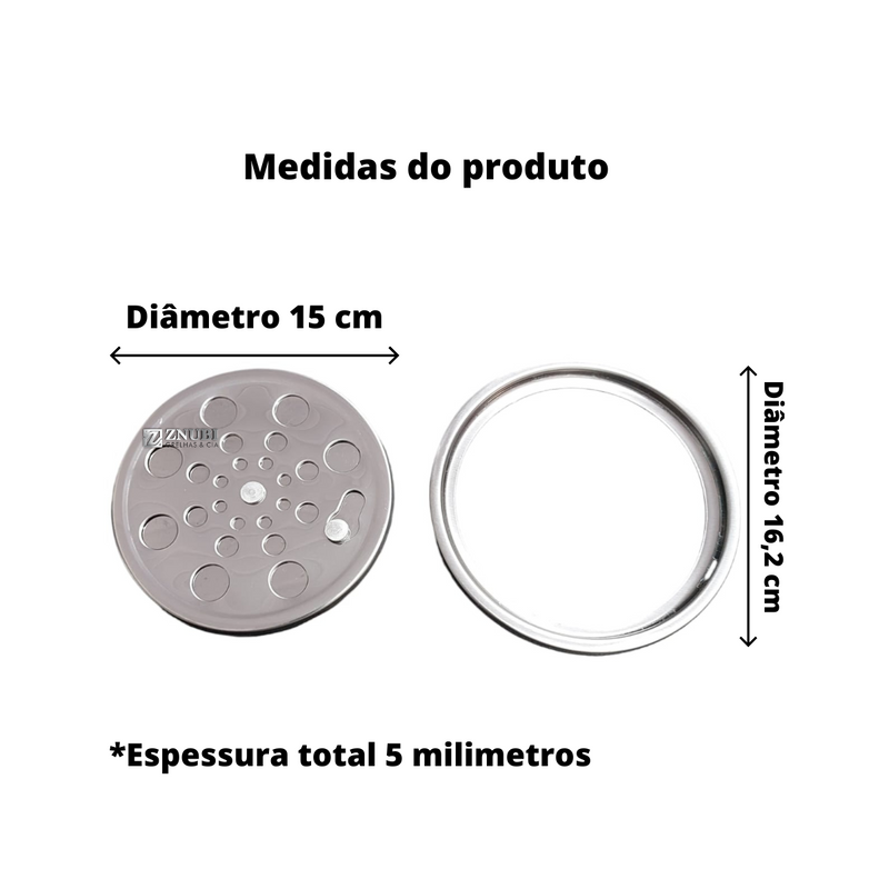 Ralo Inox Abre Fecha com Aro de fixação
