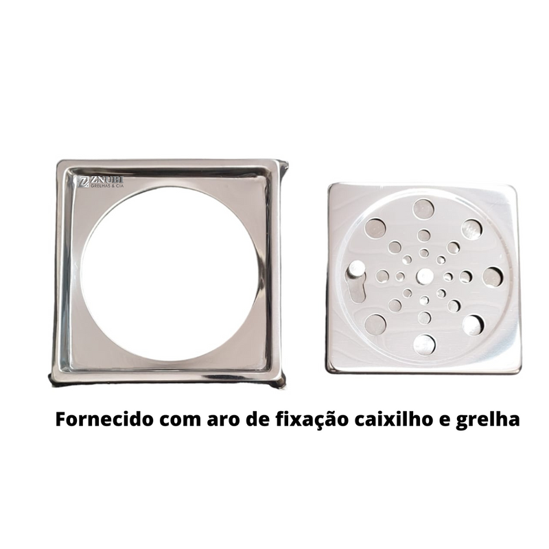 Ralo Inox Abre Fecha com Aro de fixação