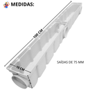 Ralo Linear Pluvial 10x100 Grelha Trilho de Inox 304 – Coletor Sequencial Saídas 75mm
