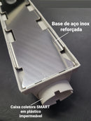 Ralo Invisível em inox 6x50 com Caixa Coletora "Cola Piso" com Tela