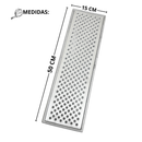 Ralo Linear Perfurado 15x50 com aro de fixação anti-inseto "Bolinha"