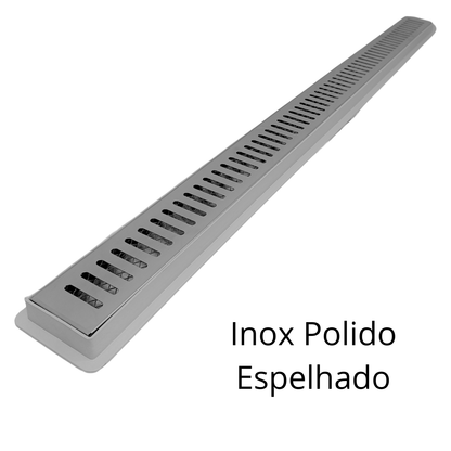 Ralo Linear de 5cm com coletora Rasa - Inox Gradeada