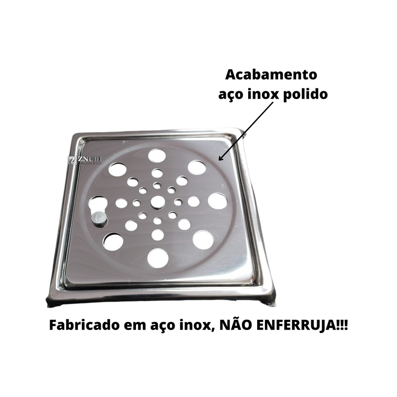 Ralo Inox Abre Fecha com Aro de fixação