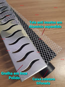 Ralo Linear 6x50 Sifonado Anti Inseto com Grelha Gradeada Inox Polido