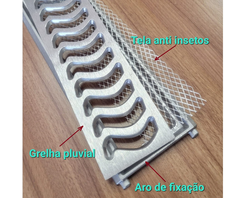 Ralo Linear Elite 10x100 com Tela Anti Inseto e Aro de Fixação (2 peças 10x50cm)
