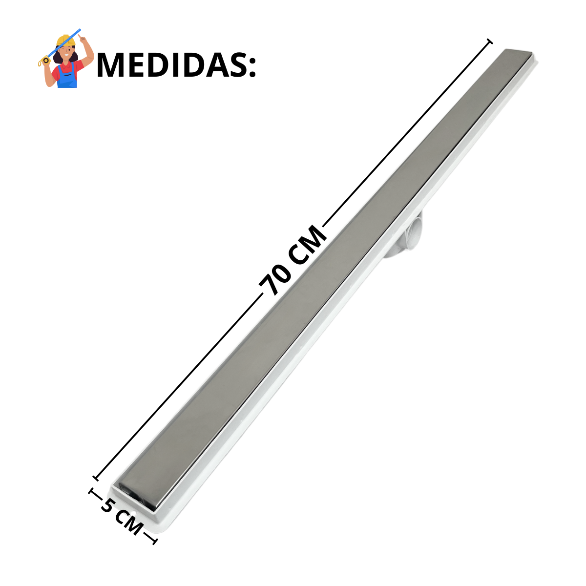 Ralo Linear 5cm Invisível "Cola Piso" e Oculta  com Tela Anti Inseto