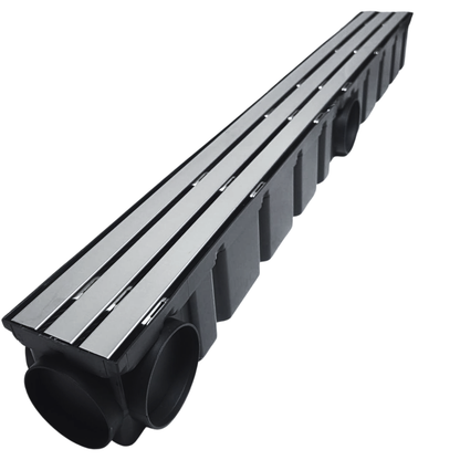 Ralo Linear Pluvial 10x100 Grelha Trilho de Inox 304 – Coletor Sequencial Saídas 75mm
