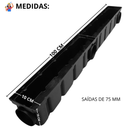 Ralo Linear Pluvial 10x100 Grelha de Inox 304 – Coletor Sequencial Saídas 75mm