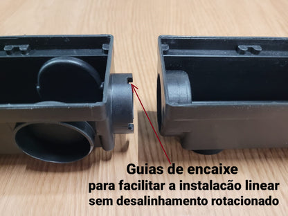 Ralo Invisível em inox 6x50 com Caixa Coletora "Cola Piso" com Tela