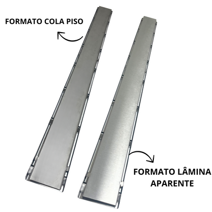 Ralo em Inox 304 - Modelo 10x100 Invisivel "Cola Piso" com Aro e Tela