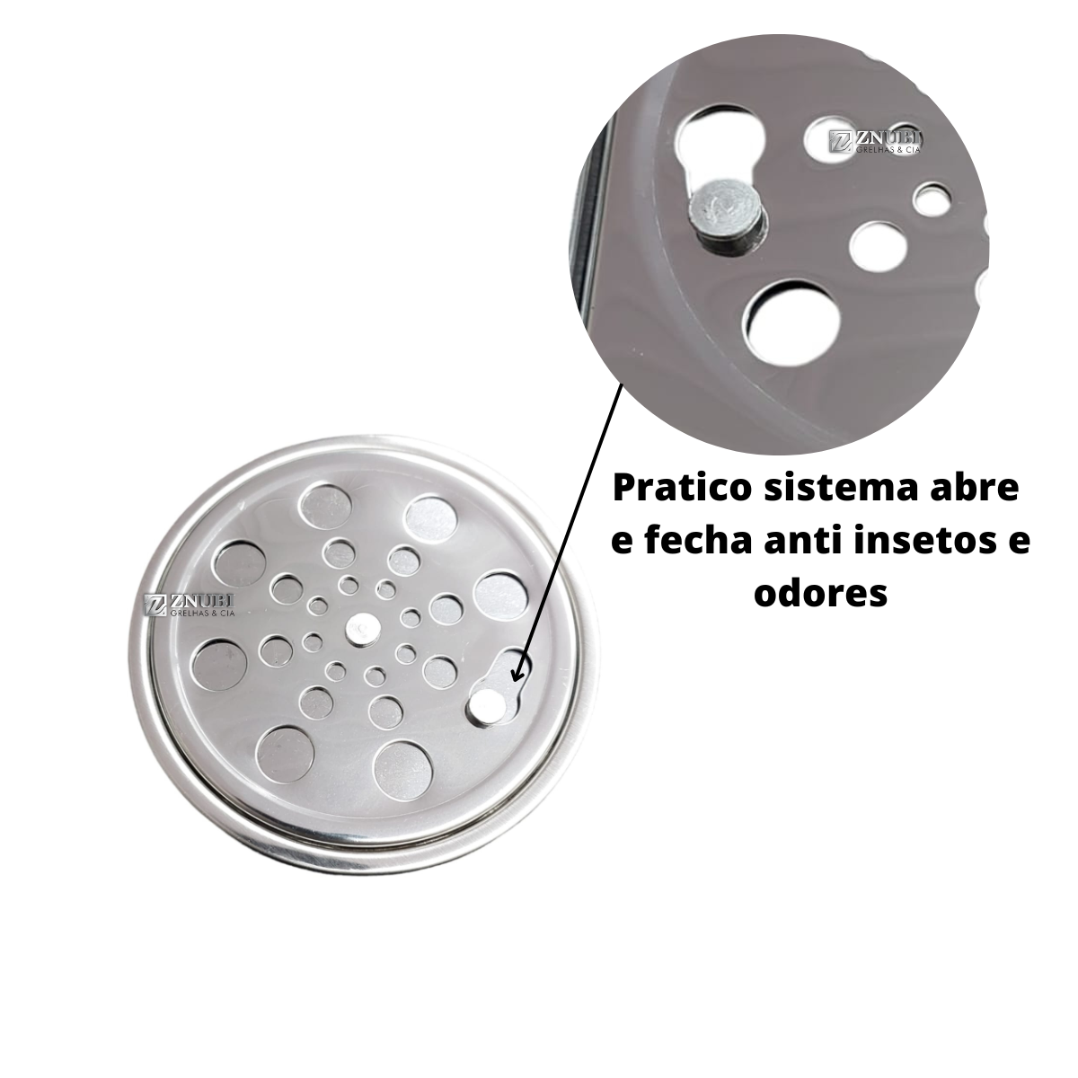 Ralo Inox Abre Fecha com Aro de fixação