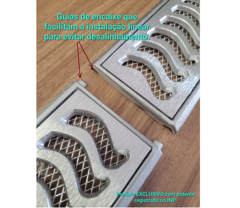 Ralo Linear Elite 10x100 com Tela Anti Inseto e Aro de Fixação (2 peças 10x50cm)