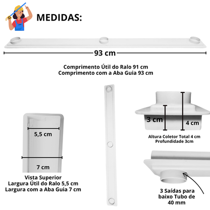 Ralo Linear de 5cm com coletora Rasa - Inox Gradeada