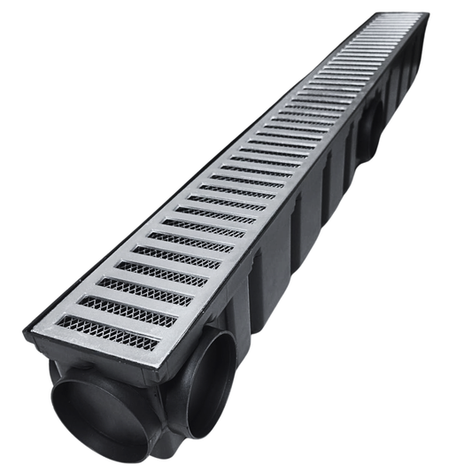 Ralo Linear Pluvial 10x100 Grelha de Alumínio – Coletor Sequencial Saídas 75mm