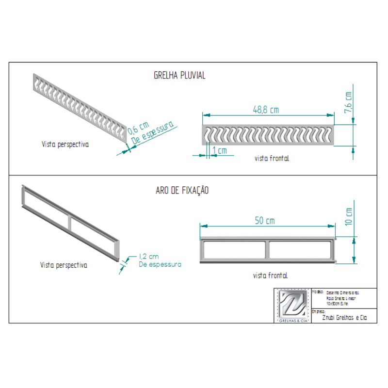 Ralo Linear 10x250 Elite em Alumínio (5pç) com Aro de Fixação