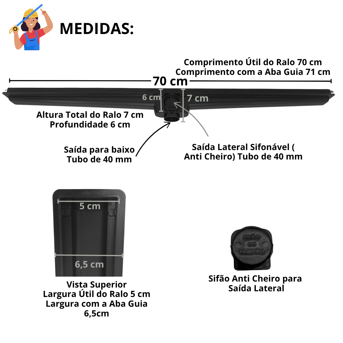 Ralo Inox 304 Abre fecha - Modelo 5cm com Coletora Sifonada