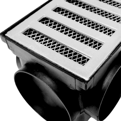 Ralo Linear Pluvial 10x100 Grelha de Alumínio – Coletor Sequencial Saídas 75mm