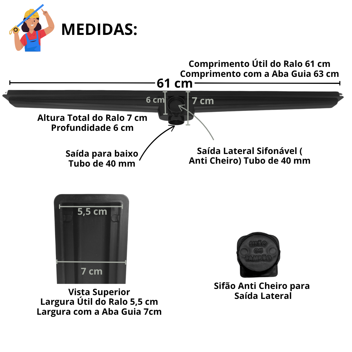 Ralo Inox 304 Abre fecha - Modelo 5cm com Coletora Sifonada