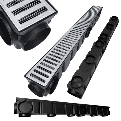 Ralo Linear Pluvial 10x100 Grelha de Alumínio – Coletor Sequencial Saídas 75mm