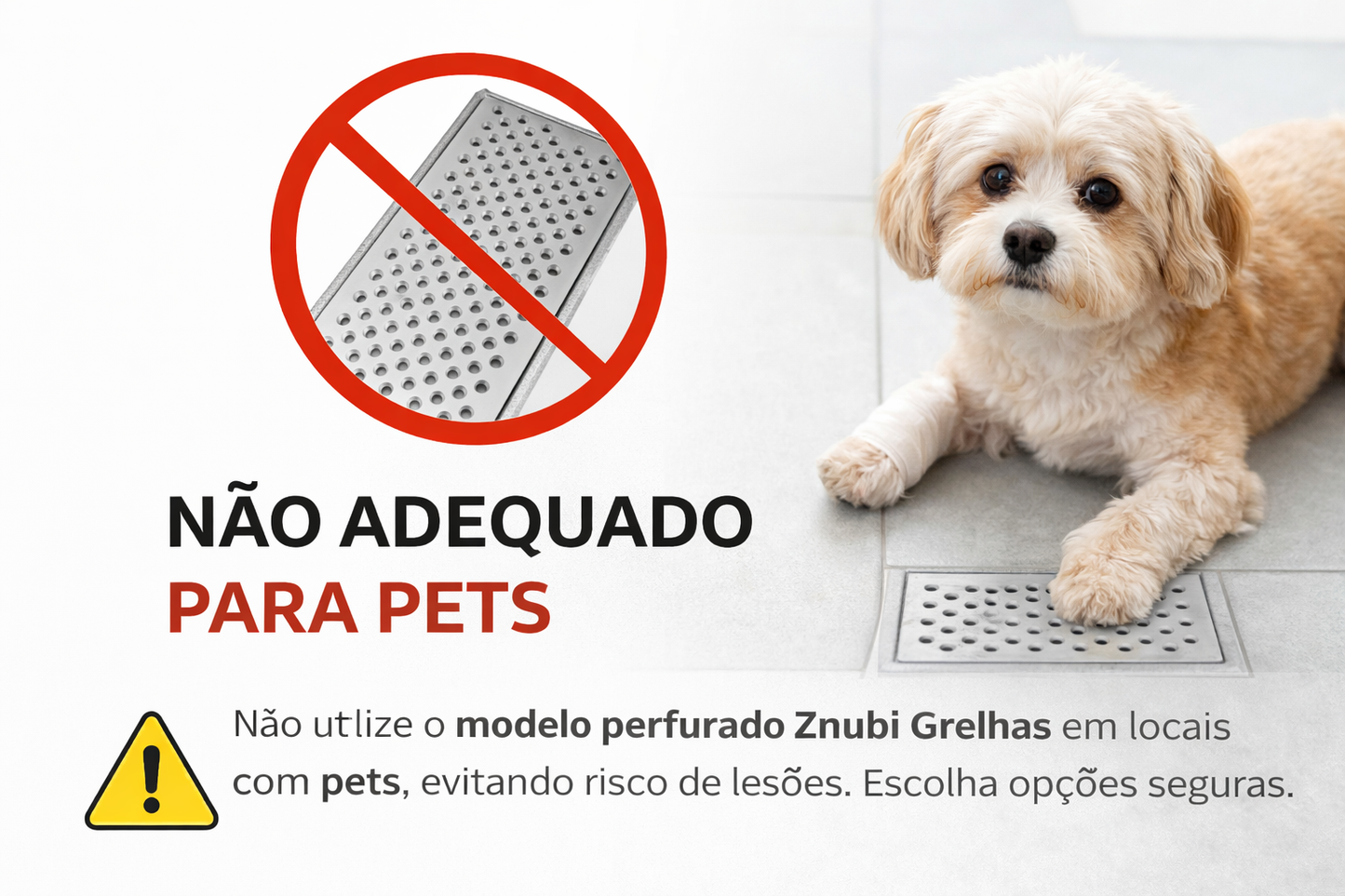 Ralo Linear Perfurado 15x50 com aro de fixação anti-inseto "Bolinha"